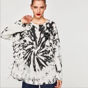 Zara Black and White Tie-Dye Sweater